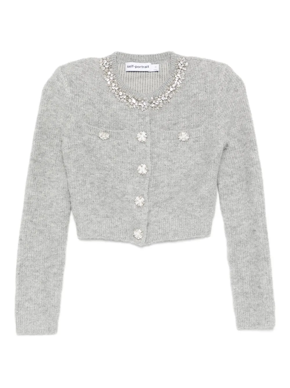 Self-Portrait crystal-embellished cardigan - Grigio
