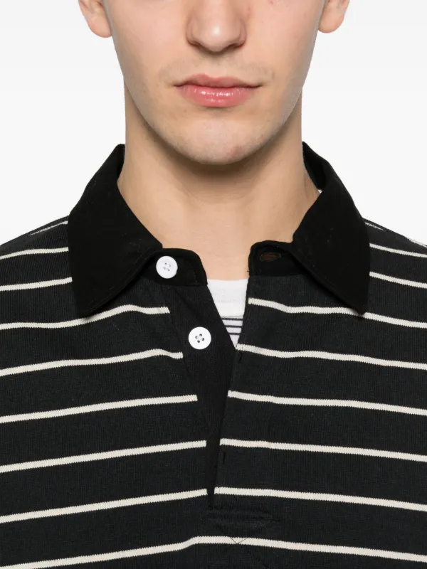 Stüssy Striped long-sleeve Polo Shirt | Black | FARFETCH