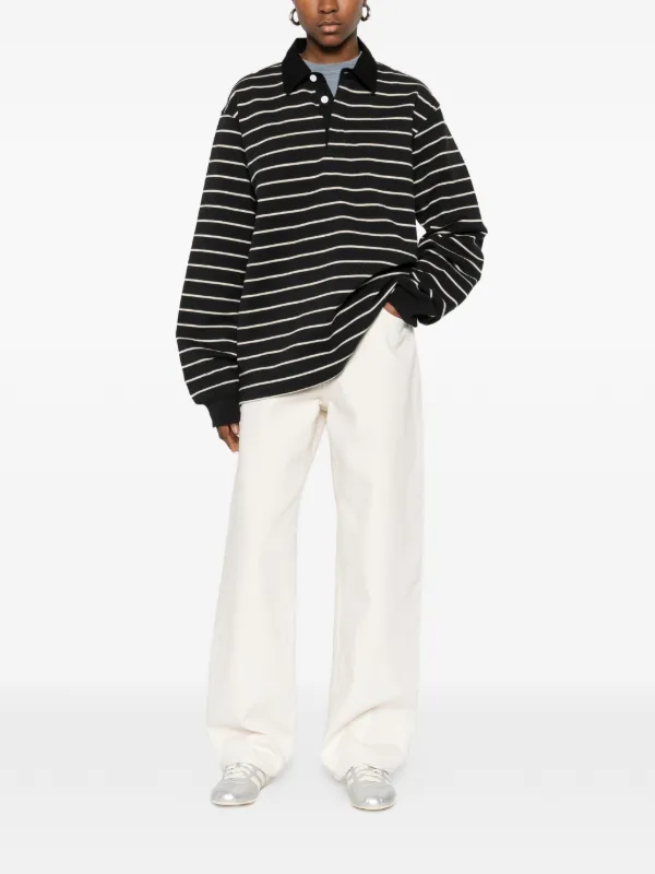 Stüssy Striped long-sleeve Polo Shirt | Black | FARFETCH