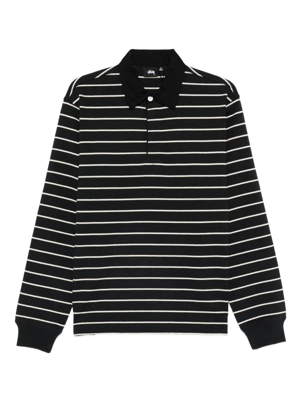 Stüssy striped long-sleeve polo shirt - Nero