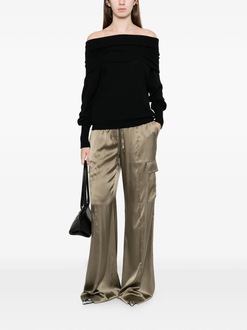 Pinko Off-the-shoulder Sweater In Black