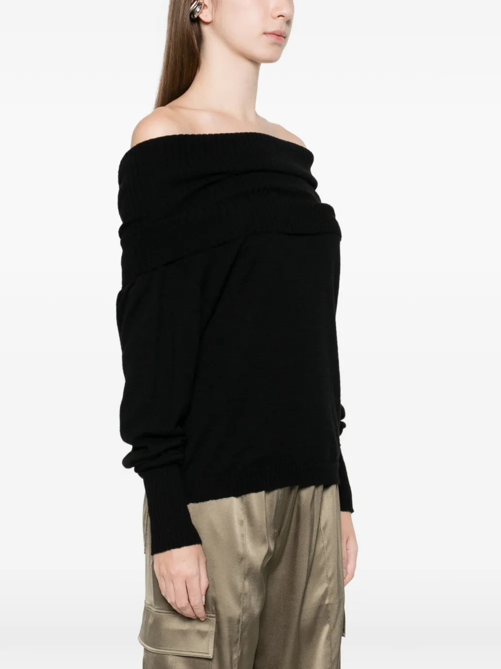 Pinko Off-the-shoulder Sweater In Black