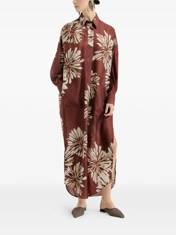 chinese dress ladies Brunello Cucinelli Strapless Silk-Blend Maxi Dress