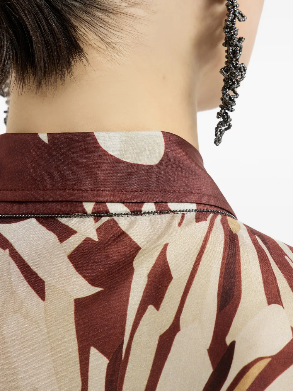 Brunello Cucinelli Maxi-jurk met bloemen-print en Monili-detail Bruin