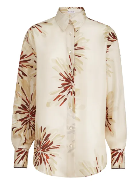 Brunello Cucinelli bloom-print monili-detail shirt