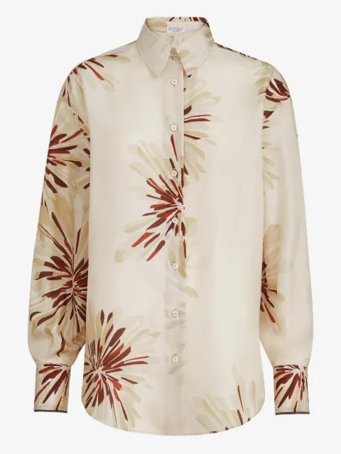 Brunello Cucinelli Monili 珠饰细节花卉印花衬衫