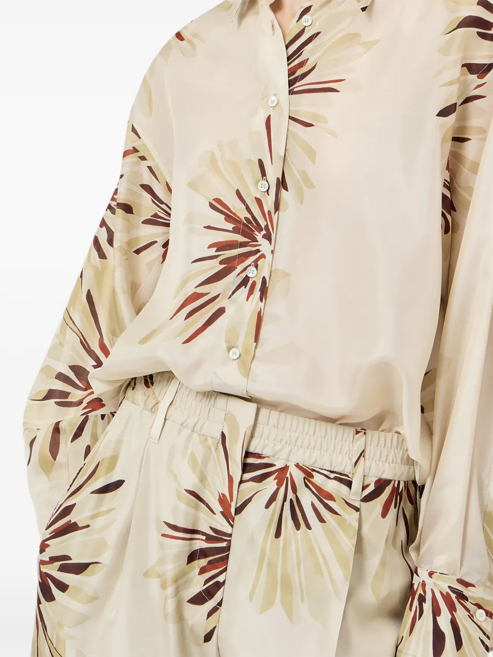 Brunello Cucinelli Blouse met bloemenprint en monili-detail Beige