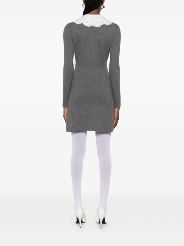 self portrait long sleeve mini dress self-portrait - Grey Knit Mini Dress