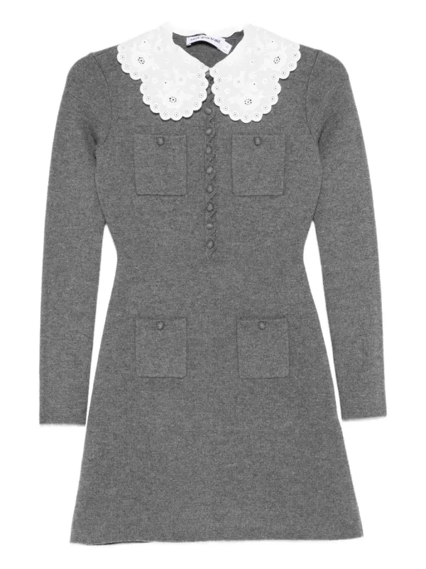Self-portrait Dress With Detachable Collar - Grey