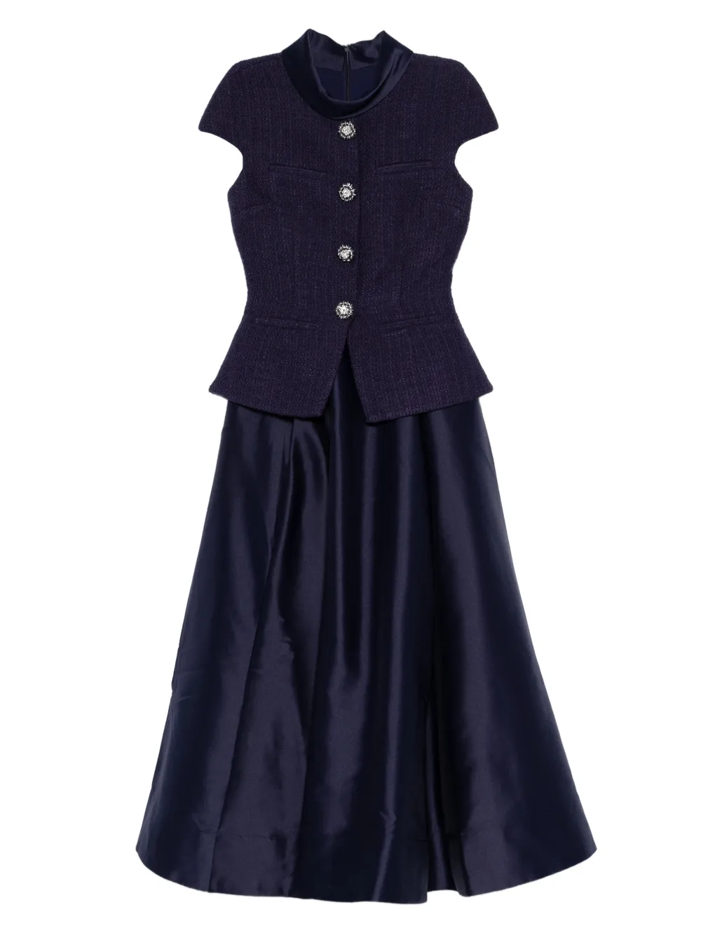 Self-portrait Bouclé-effect Tailored Midi Dress In Blue