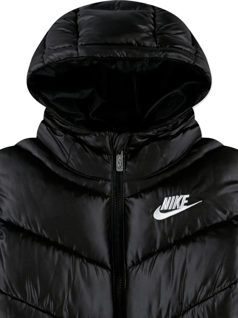Nike Kids hooded embroidered-logo jacket Zwart