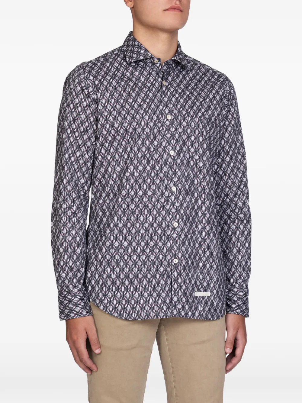 Tintoria Mattei Button-fastening Pattern Shirt In Gray
