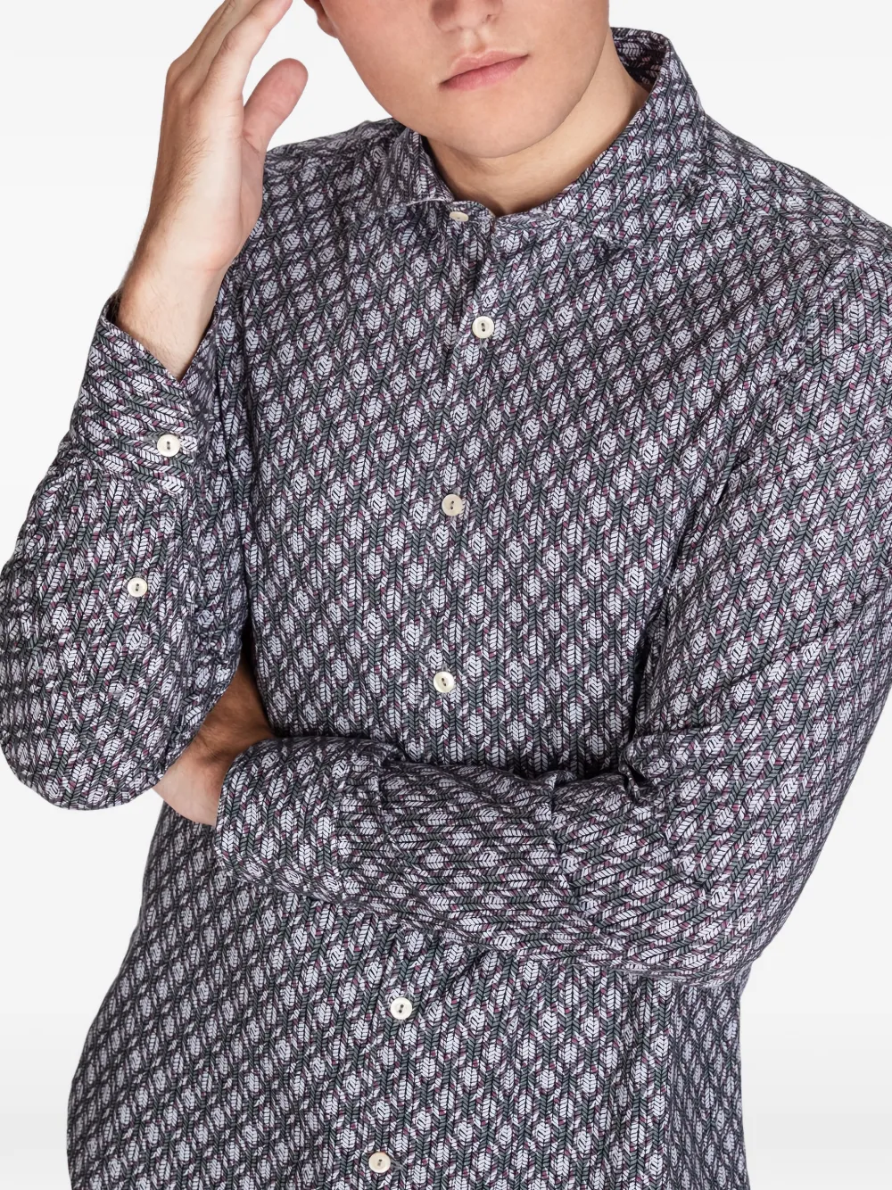 Tintoria Mattei Button-fastening Pattern Shirt In Gray