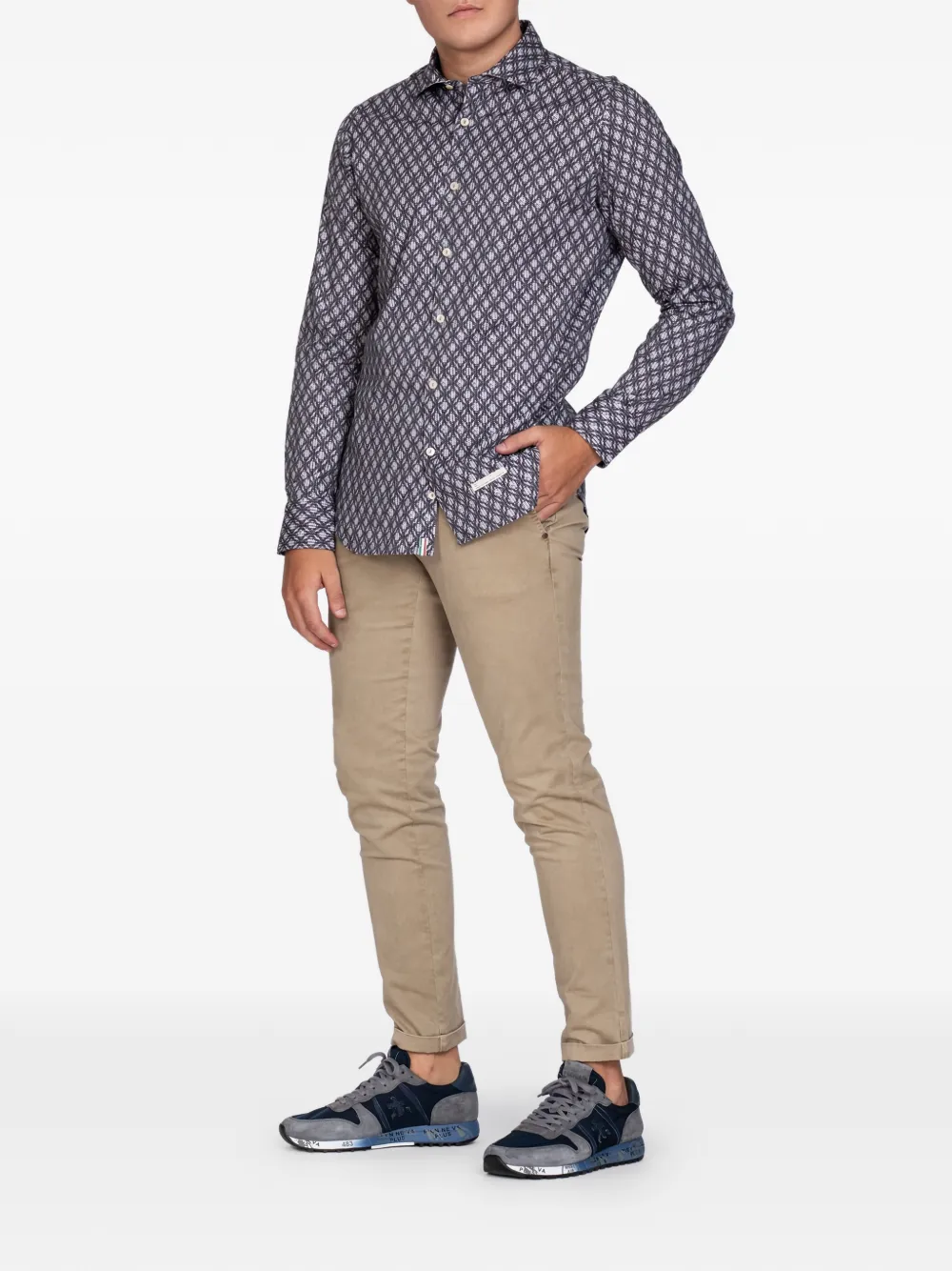 Tintoria Mattei button-fastening pattern shirt - Grijs