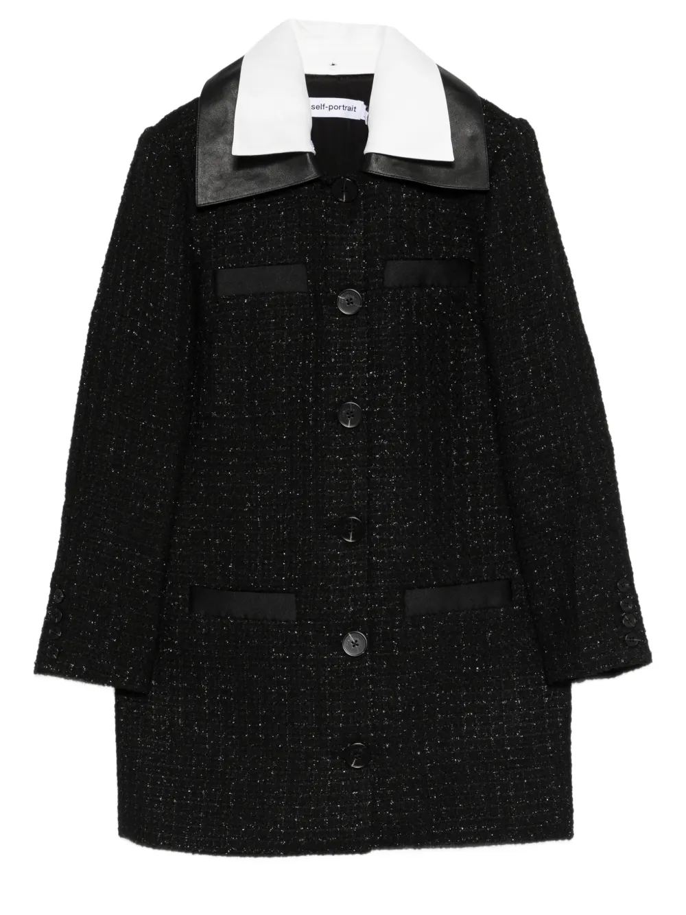 Self-Portrait bouclé mini dress - Nero