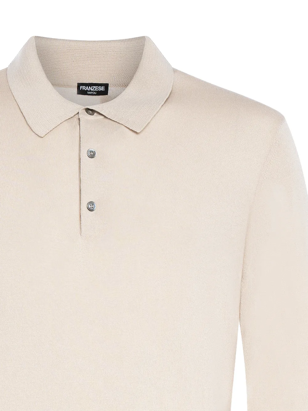 FRANZESE COLLECTION Geribbeld poloshirt met knopen Beige