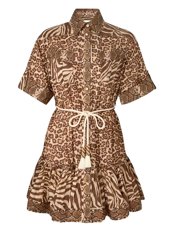 brown zimmerman dress Zimmermann Animal-print Mini Dress