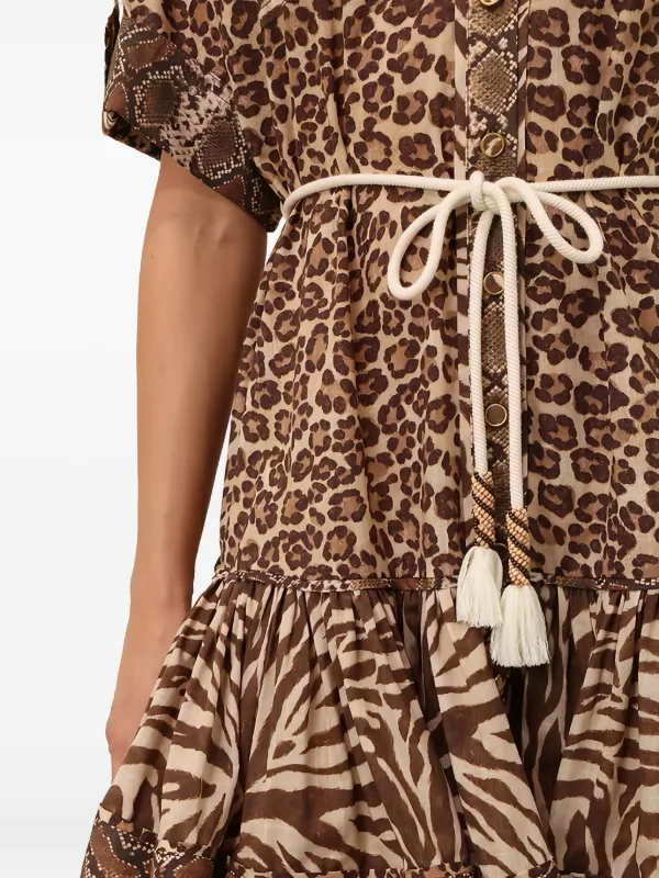 Zimmermann Animal-print Mini Dress - Brown Zimmermann Animal-print Mini Dress - Brown