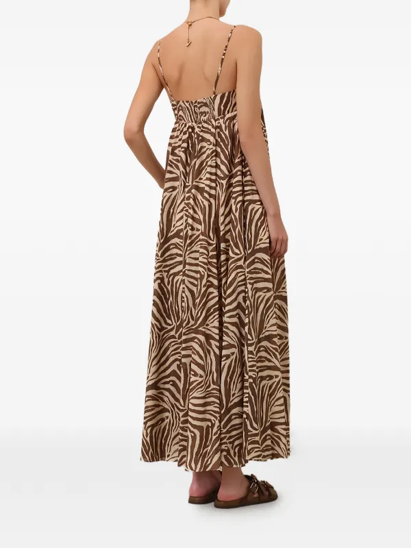 brown zebra print midi dress Petite Brown Zebra Print Puff Sleeve Dress Ro&Zo