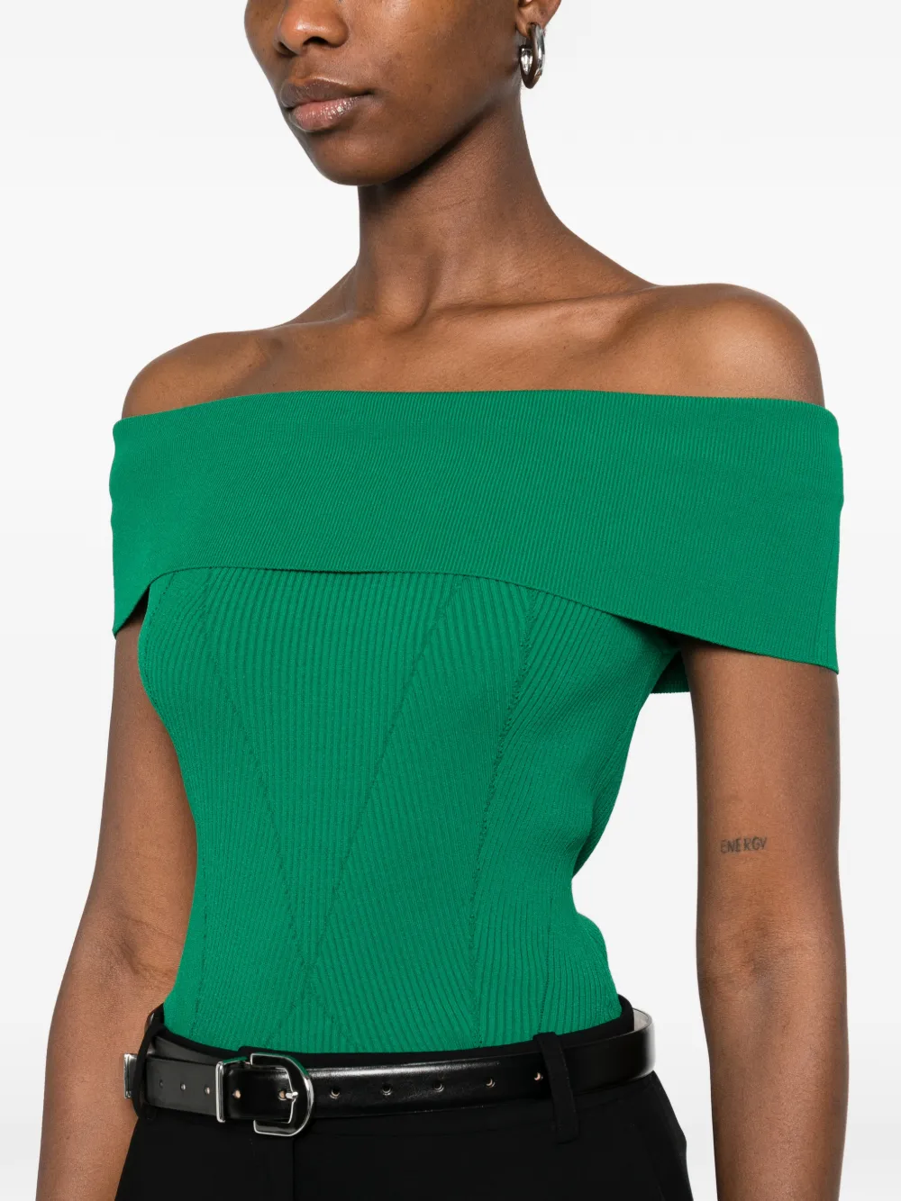 off-shoulder ribbed top