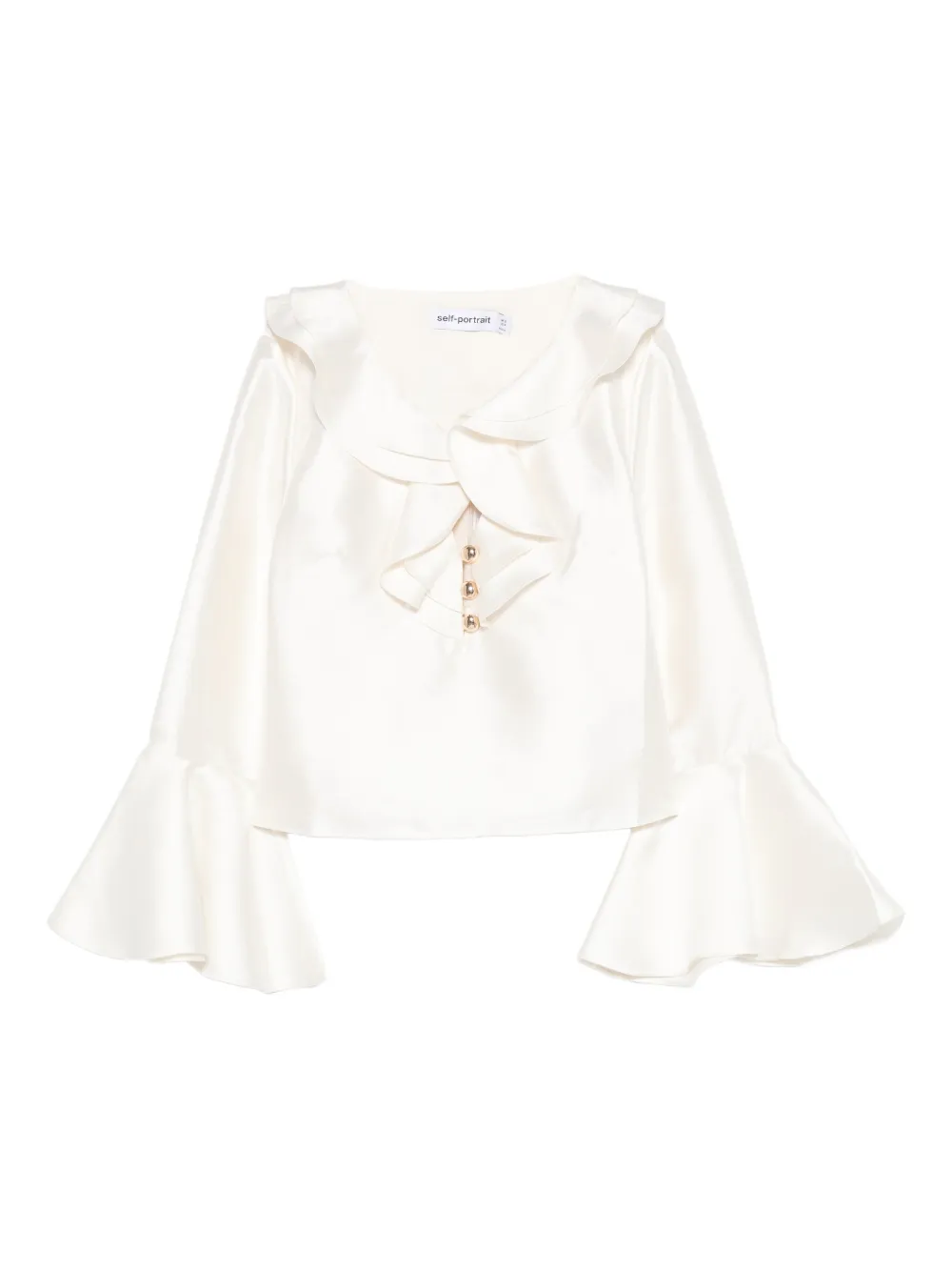 Self-Portrait taffeta ruffled blouse | Neutrals | Image 1