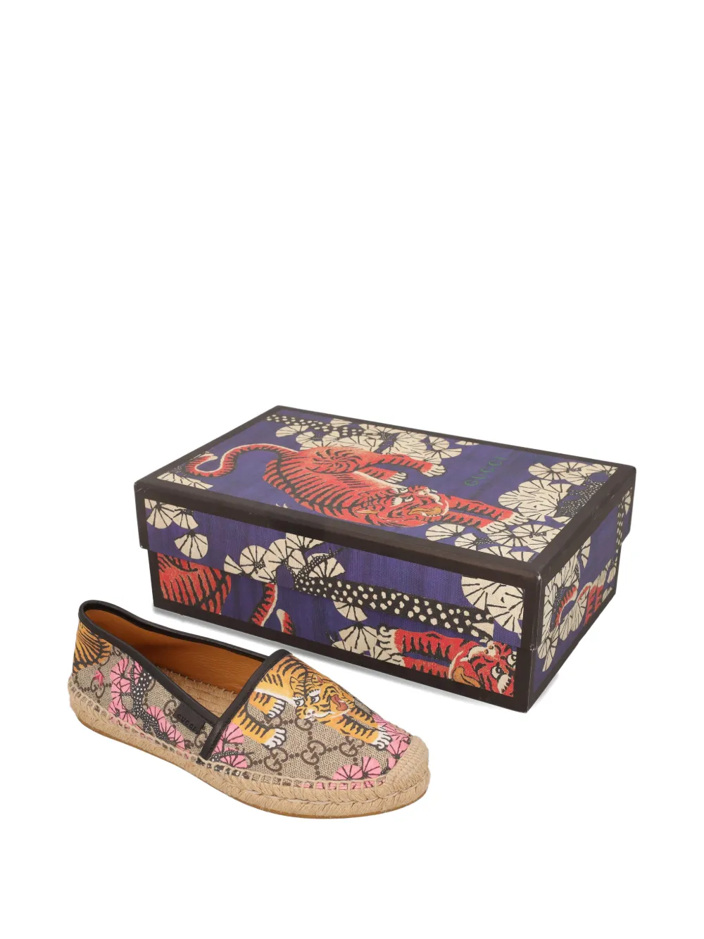 Pre-owned Gucci Floral Tiger-print Espadrilles In Neutral