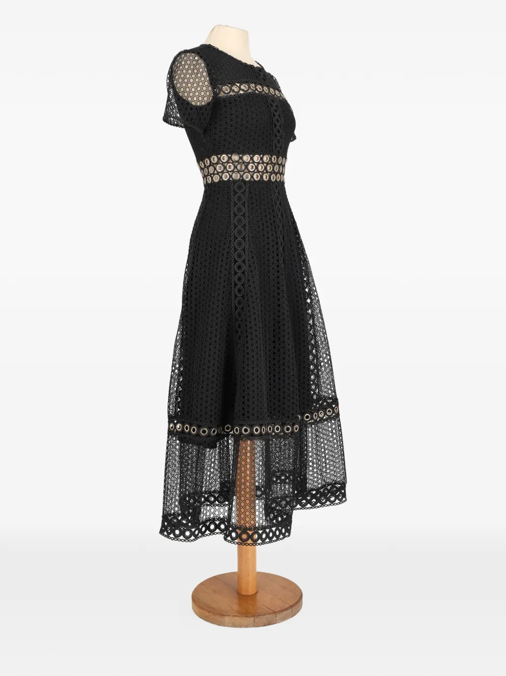 MAJE Pre-owned Eyelet-detail Lace Midi Dress In Black