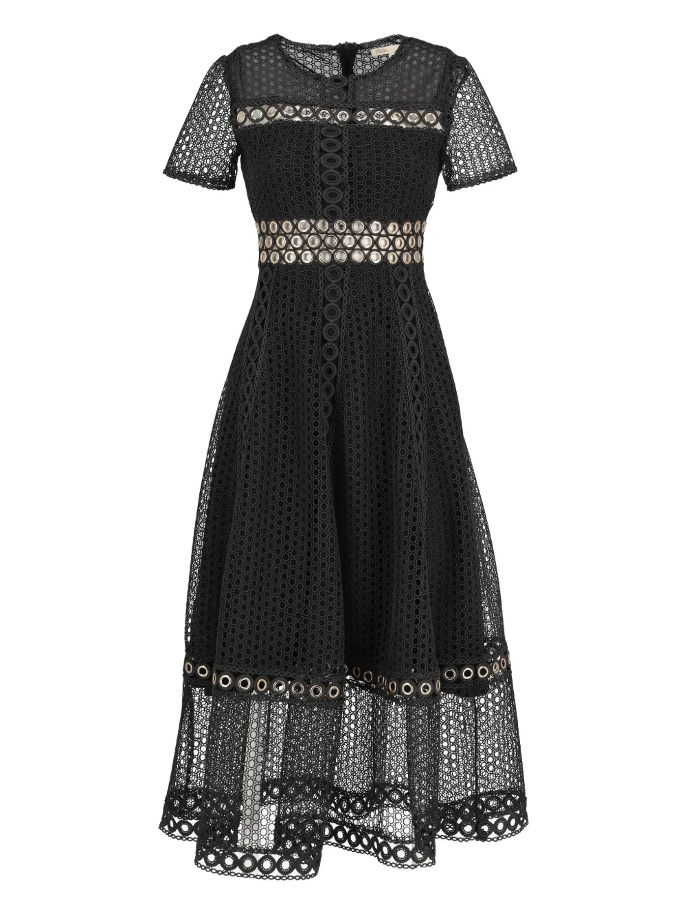 MAJE Pre-owned Eyelet-detail Lace Midi Dress In Black