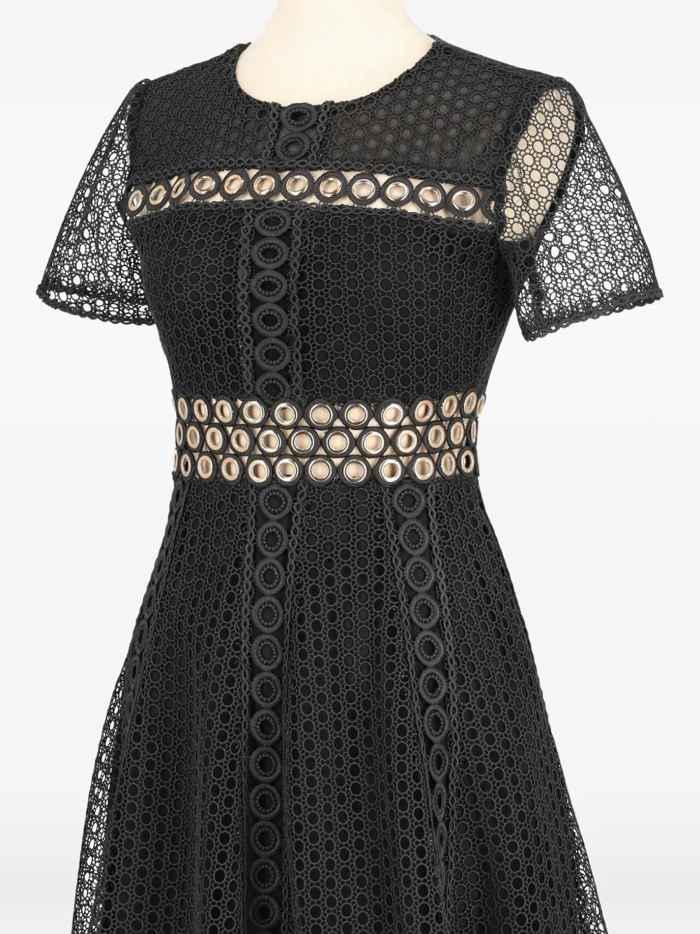 MAJE Pre-owned Eyelet-detail Lace Midi Dress In Black
