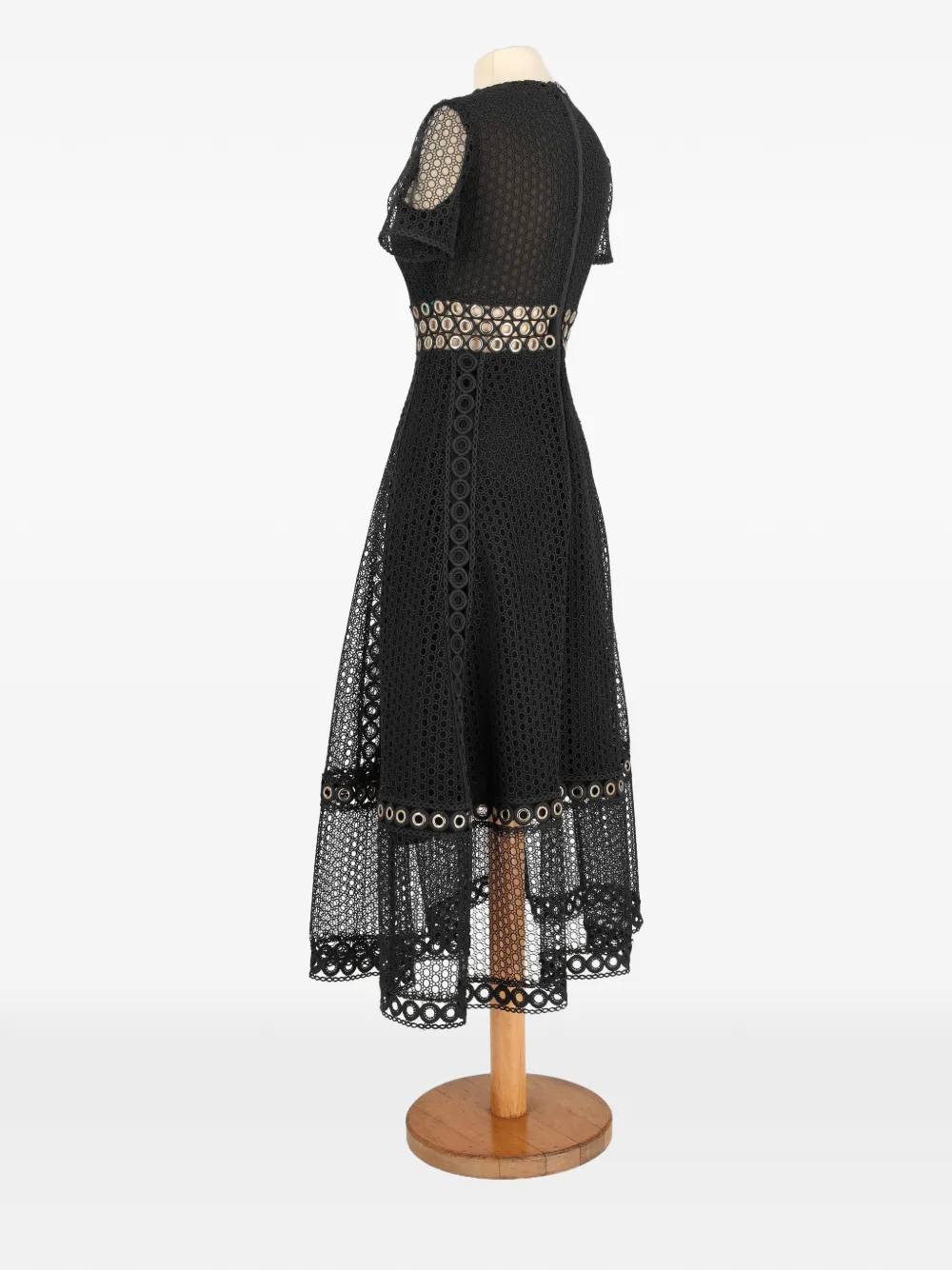 MAJE Pre-owned Eyelet-detail Lace Midi Dress In Black