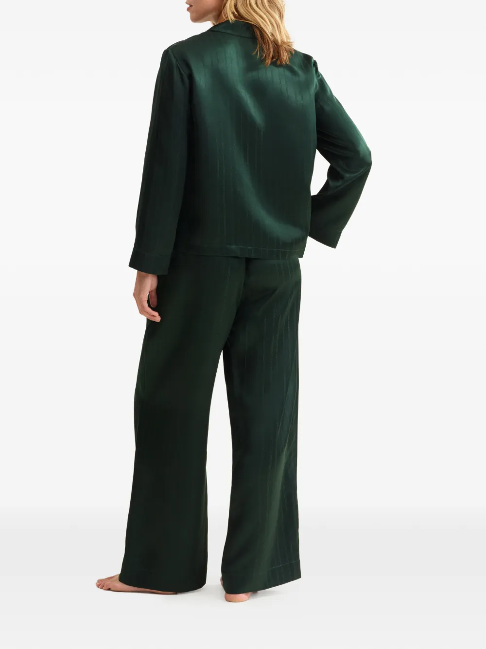 ERES Brocart gestreepte pyjamabroek Groen