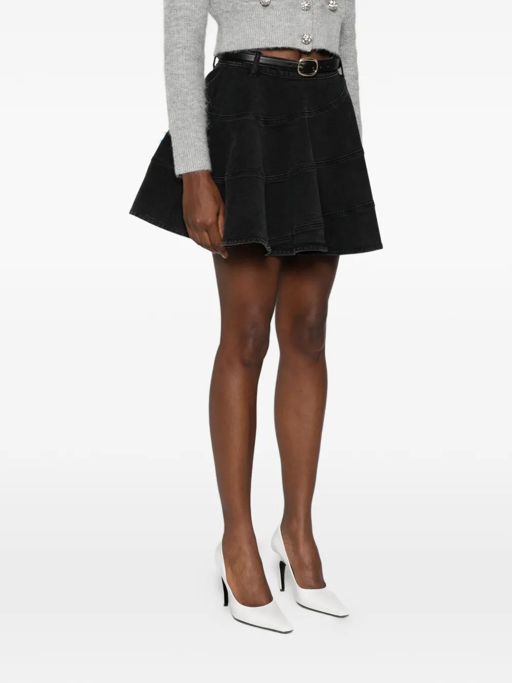 Belted Panelled Mini Skirt