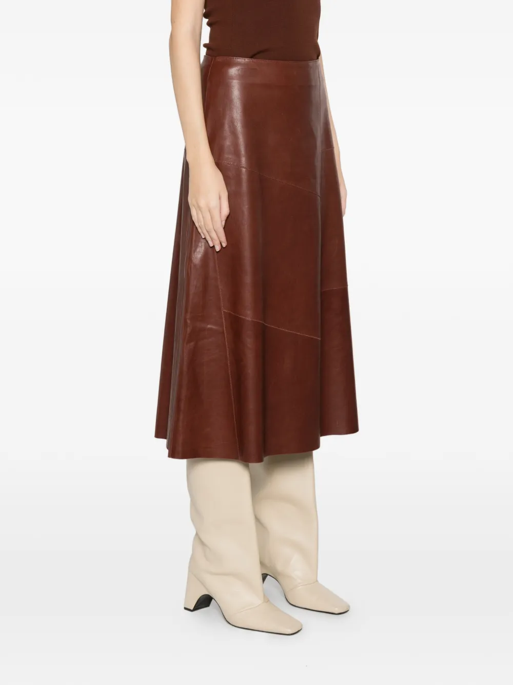  Arma Panelled Midi Skirt - Brown 