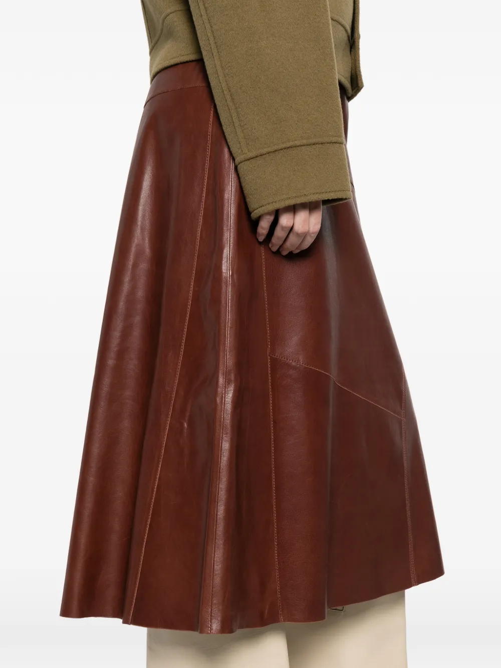 Arma Midi-rok met vlakken Bruin