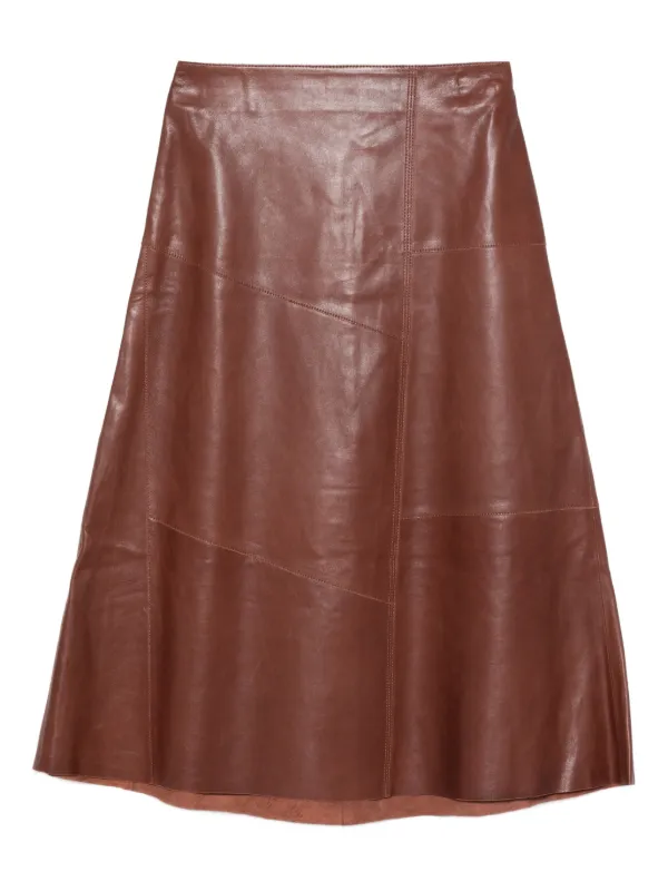 Arma Panelled Midi Skirt in Brown