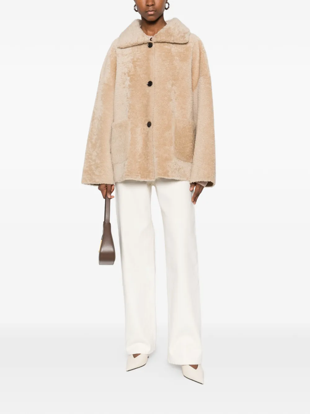 Arma Isabella reversible shearling coat - Beige