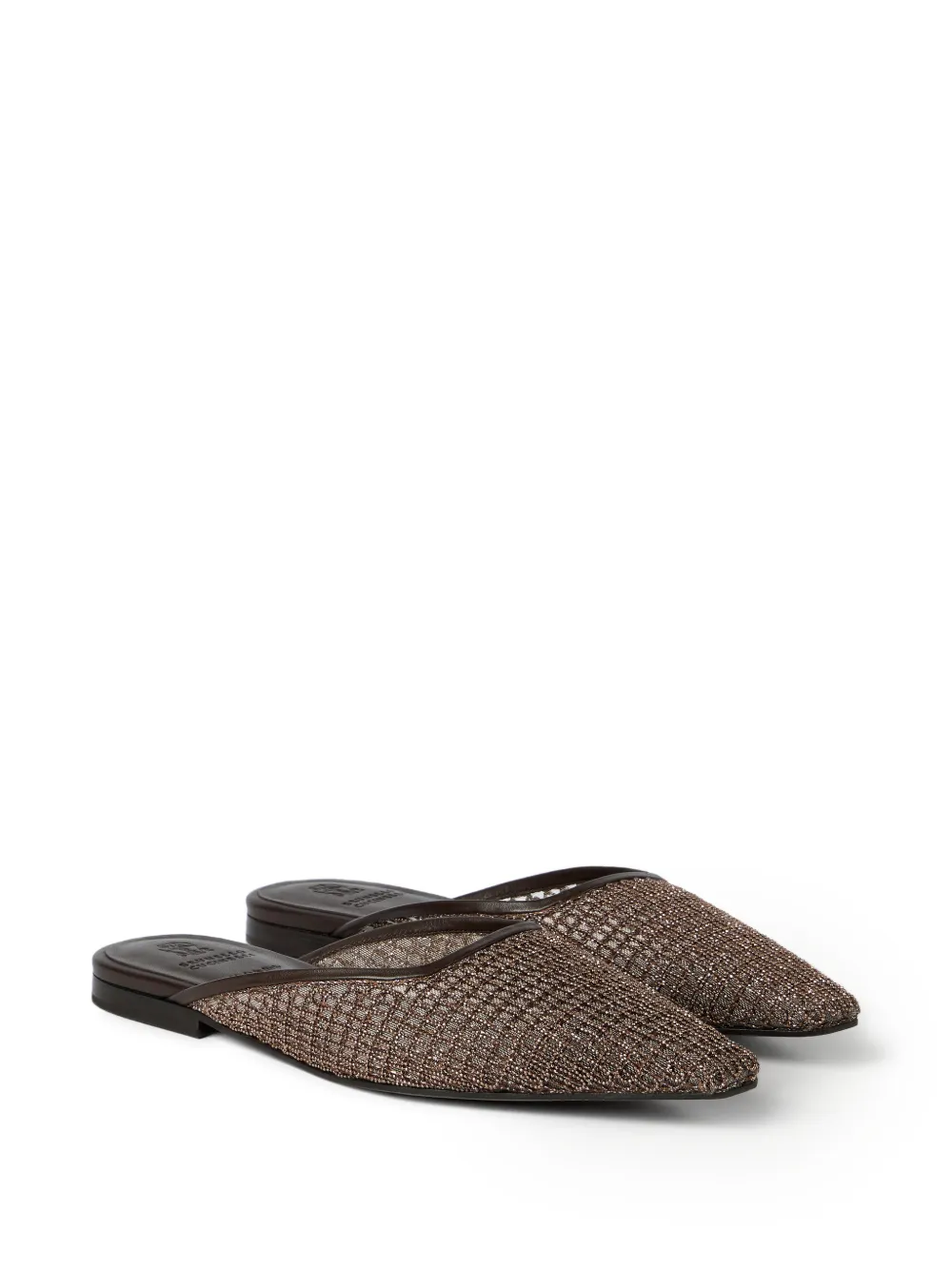 Brunello Cucinelli Precious muiltjes met borduurwerk Bruin