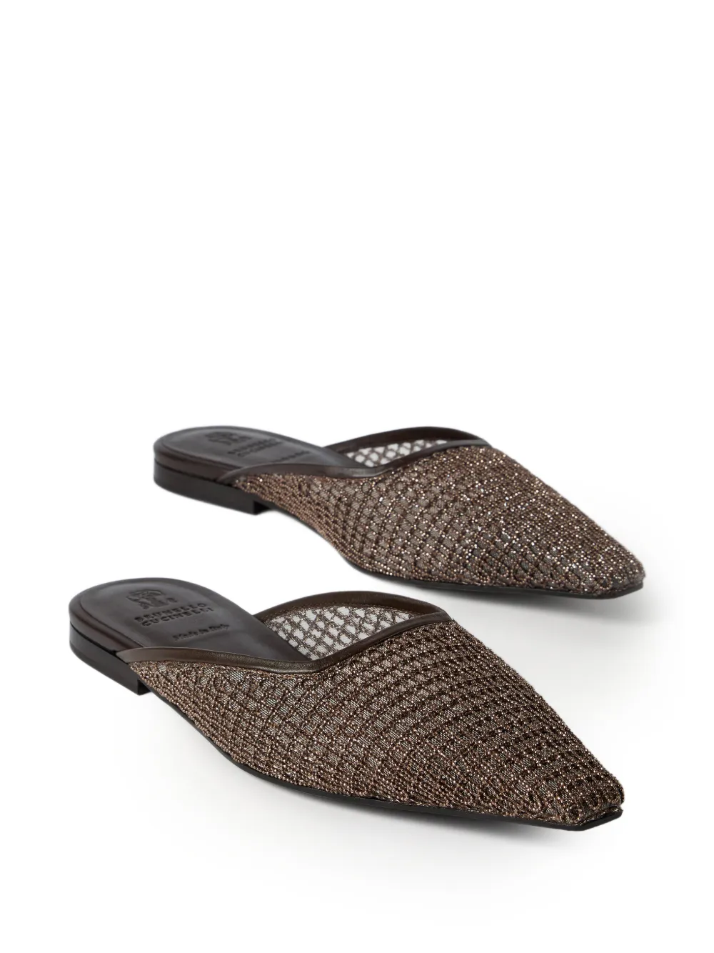 Brunello Cucinelli Precious muiltjes met borduurwerk Bruin