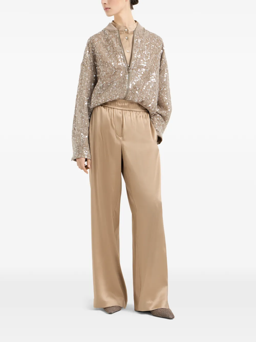  Brunello Cucinelli Sequin-embroidery Bomber Jacket - Neutrals 
