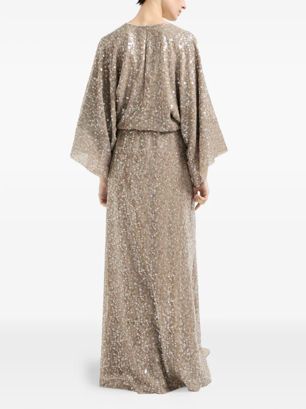 Brunello Cucinelli Maxi-jurk verfraaid met pailletten Beige