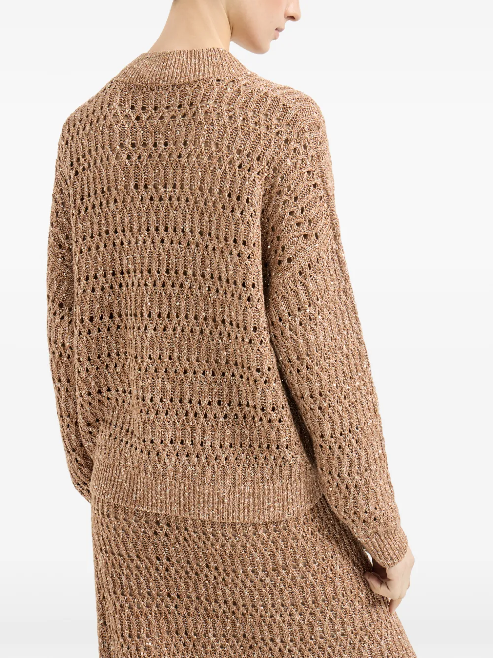 Brunello Cucinelli Sequin Braided zipped-cardigan | Brown | FARFETCH
