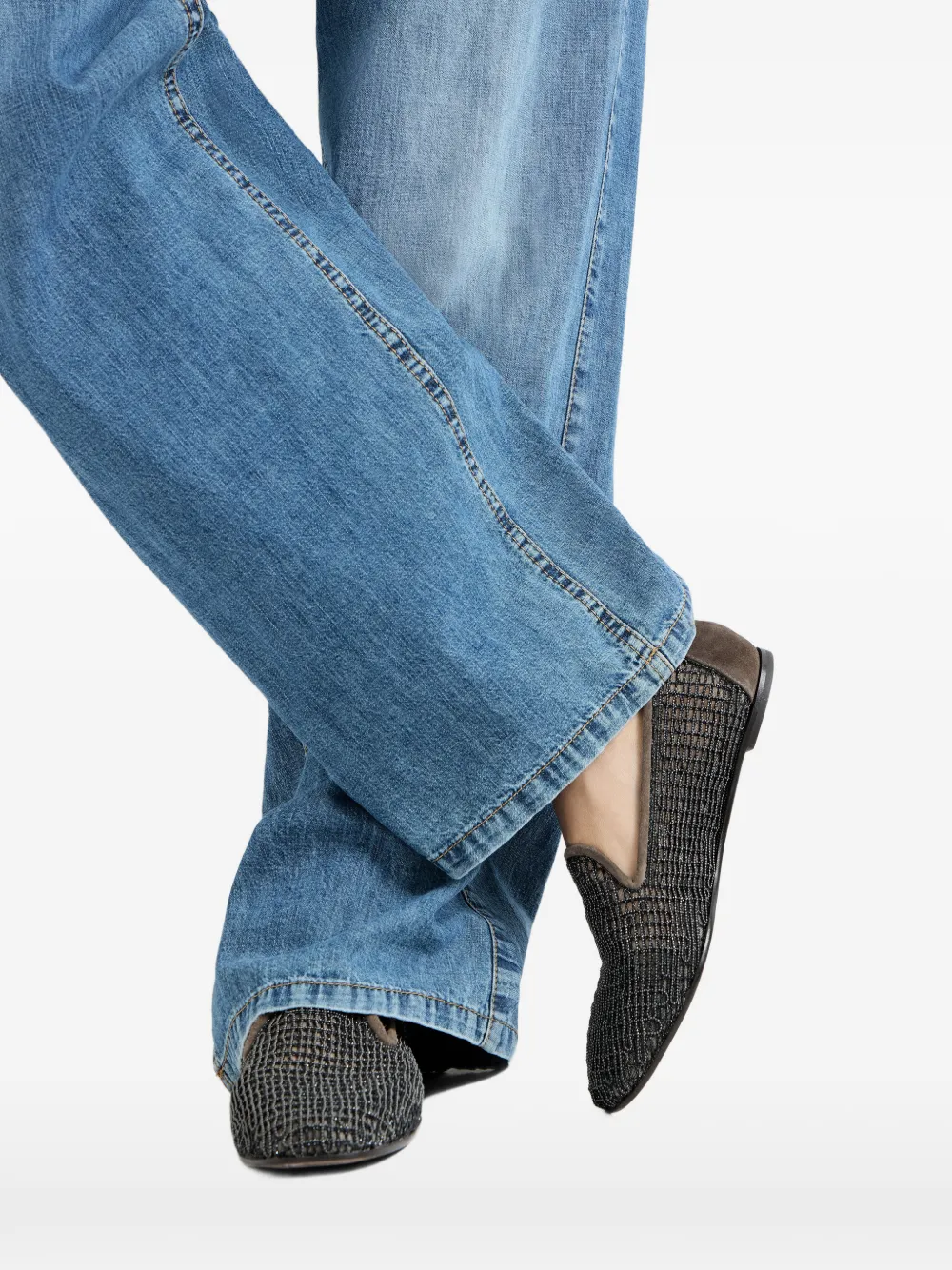 Brunello Cucinelli Precious loafers met borduurwerk Bruin