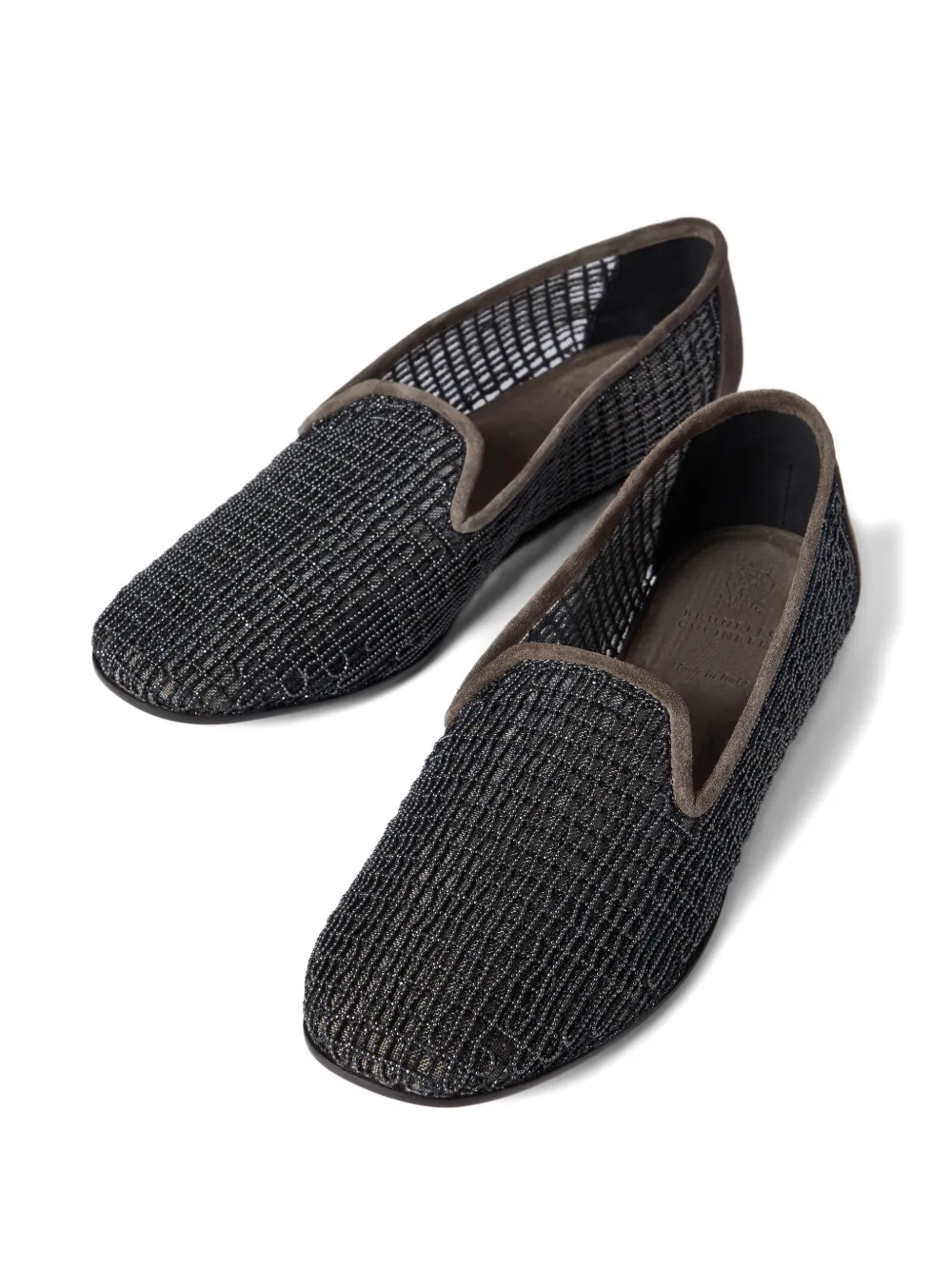 Brunello Cucinelli Precious loafers met borduurwerk Bruin