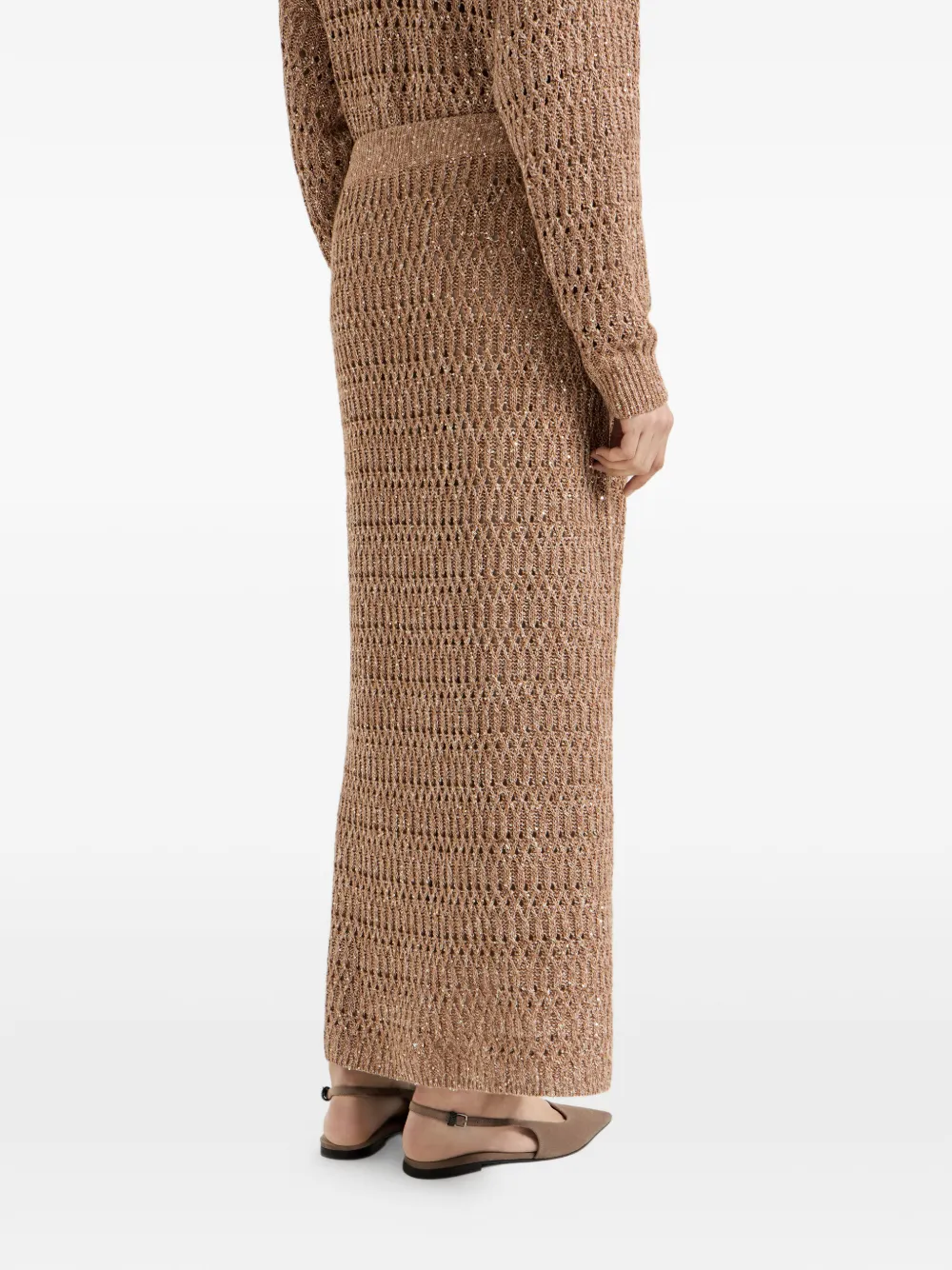 Brunello Cucinelli Maxi-rok met gevlochten details Beige