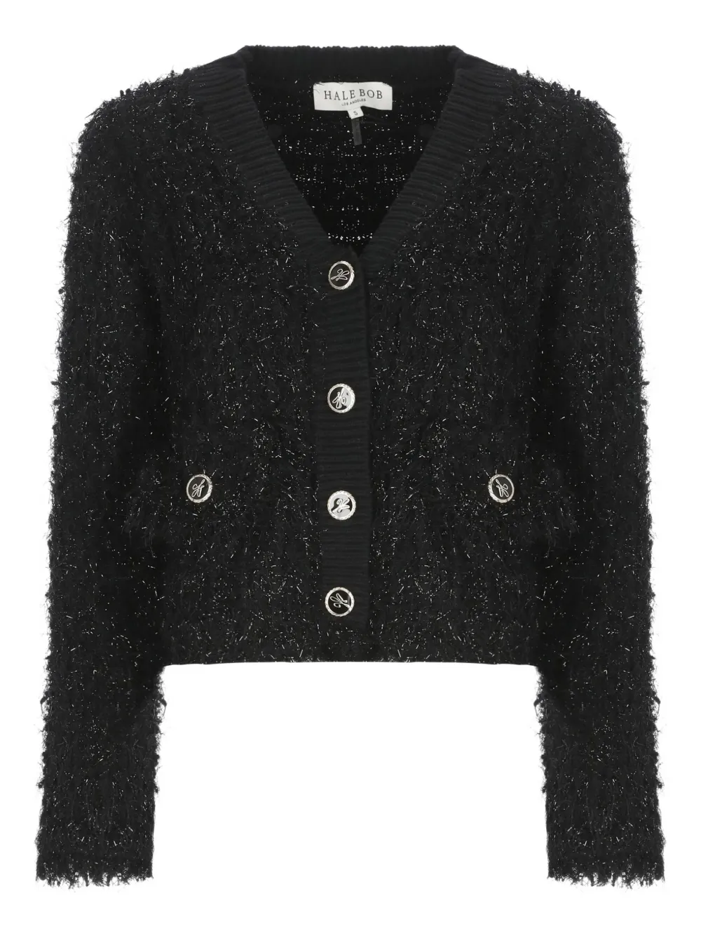 Hale Bob logo-detail bouclé-fabric cardigan | Black | Image 1