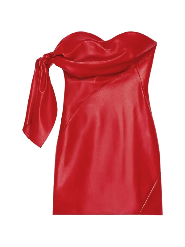 Givenchy Mini Bustier Dress in Nappa Leather with Bow in Red