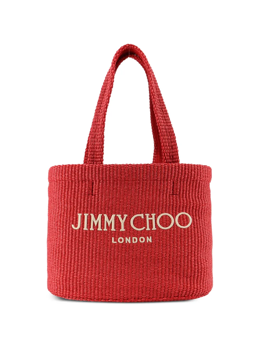 Jimmy Choo embroidered woven tote bag - Rosso
