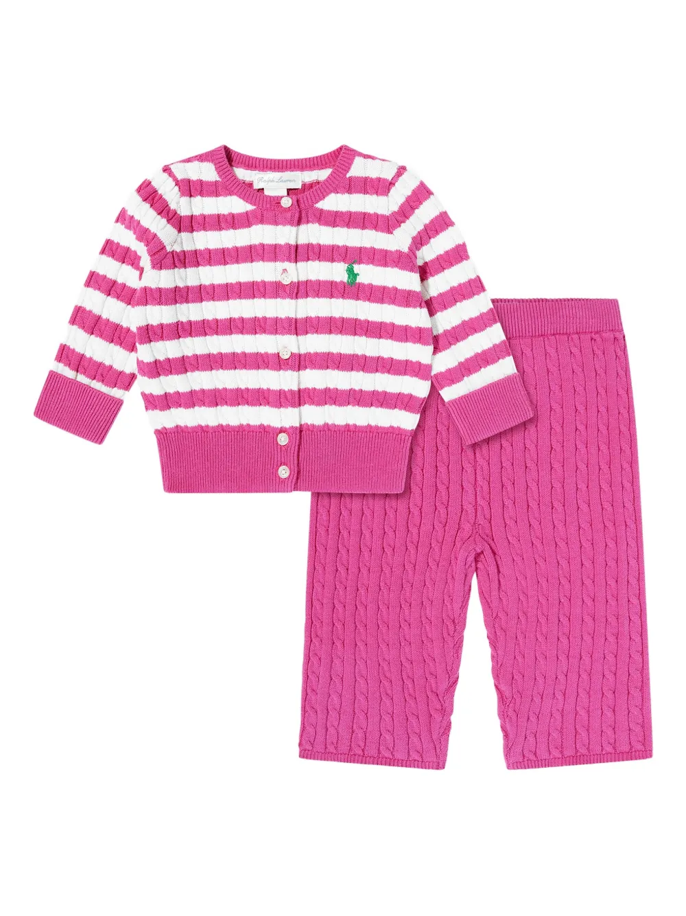 POLO RALPH LAUREN KIDS striped cable-knit trousers - Rosa
