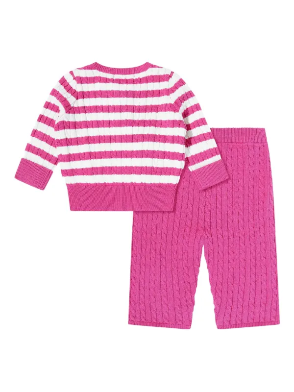 POLO RALPH LAUREN KIDS Striped cable-knit Trousers | Pink | FARFETCH