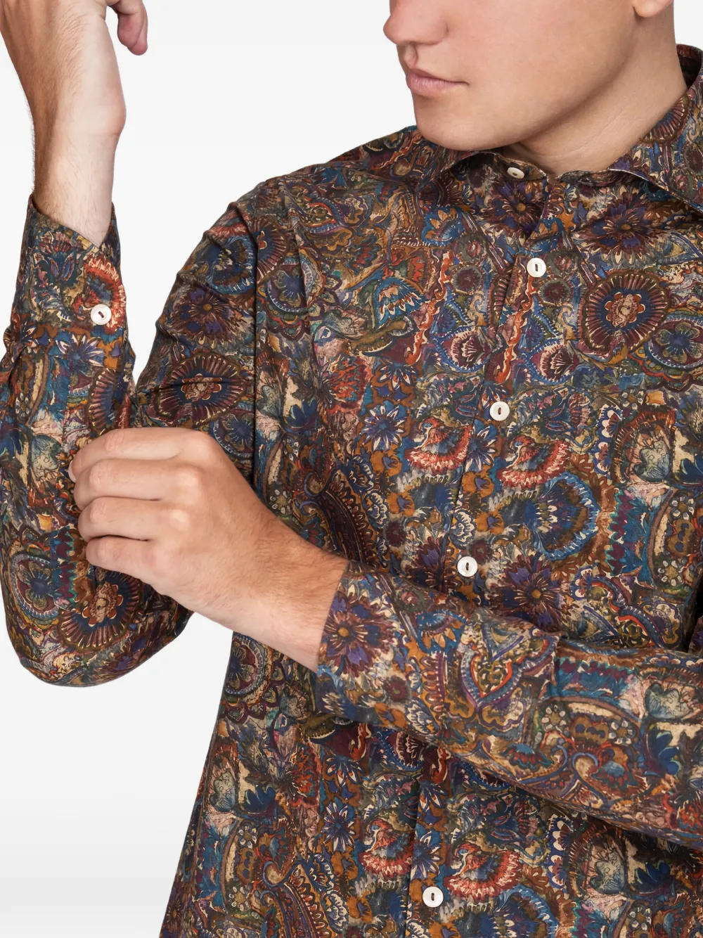 Tintoria Mattei Paisley Button Shirt In Brown